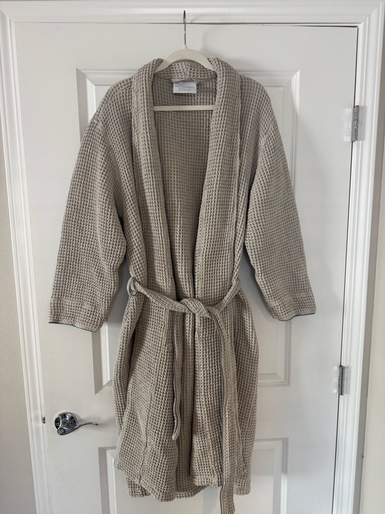 Boll & Branch Waffle Robe Xl Pewter/Stone Unisex Organic Cotton Euc